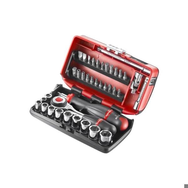 Koffert med hylser og bits - FACOM - R.360NANO-U1 - 38 stk - 1/4 - 6 kanter