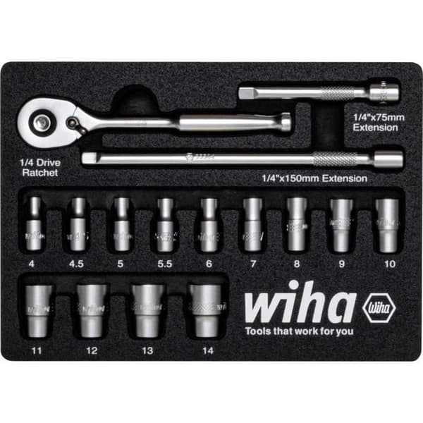 1/4 uttagssats - WIHA - 197 mm - Metall
