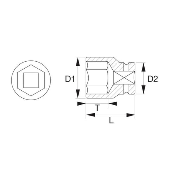Bahco - Förstärkt skruvpropp 1/2" hexagonal profil 19 mm fosfatbehandlad - K7801VM-19