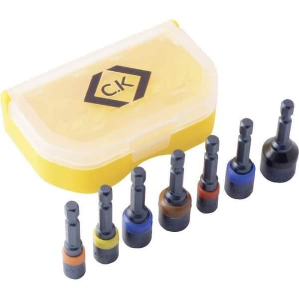 Lot med bitar för fäste 6.3 mm, 7 mm, 8 mm, 10 mm, 11 mm, 13 mm C.K. T4514 Fäste 1-4" (6.3 mm), 3-8" (10 mm)