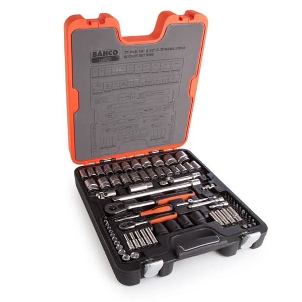 BAHCO Box med 77 st 1/4" och 1/2" S800 uttag