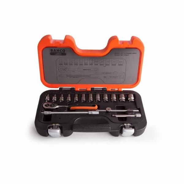 BAHCO Box med 16 st 1/4" uttag och vändbar spärr S160AF