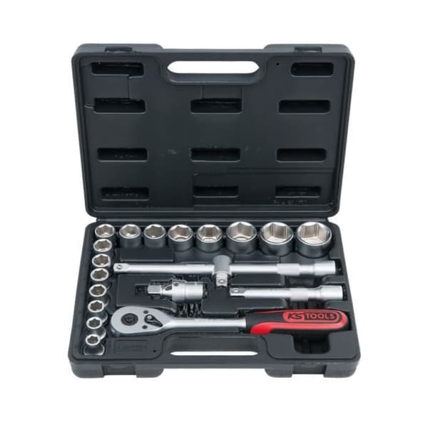 Hylsnyckelset - KS TOOLS - 20 delar 1/2" - Krom-vanadinstål - Förvaringsväska ingår