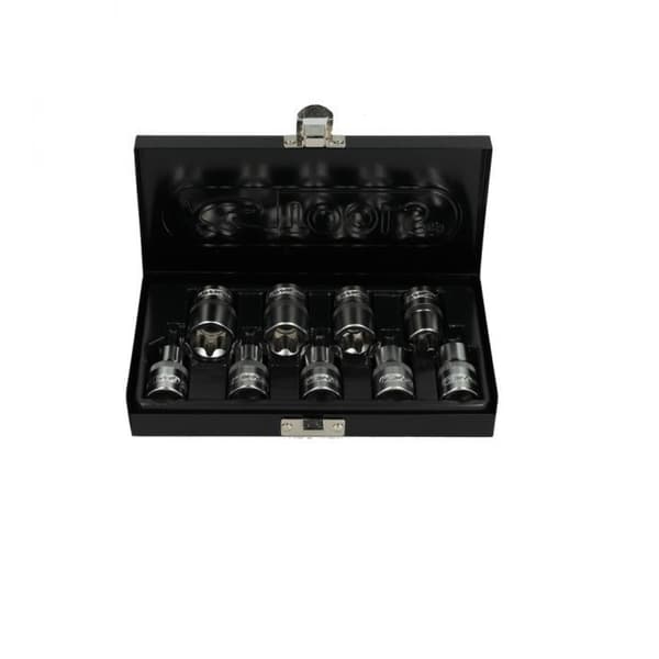 Box med 9 TORX®-hylsor, L.38 mm - 1/2" - E10 till E24 KS TOOLS 922.1369