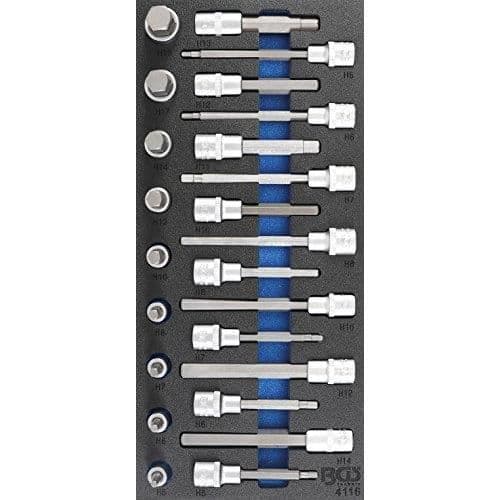 Bitshylssats - BGS TECHNIC - 1/2" - invändig sexkant - Krom-vanadinstål (S2)