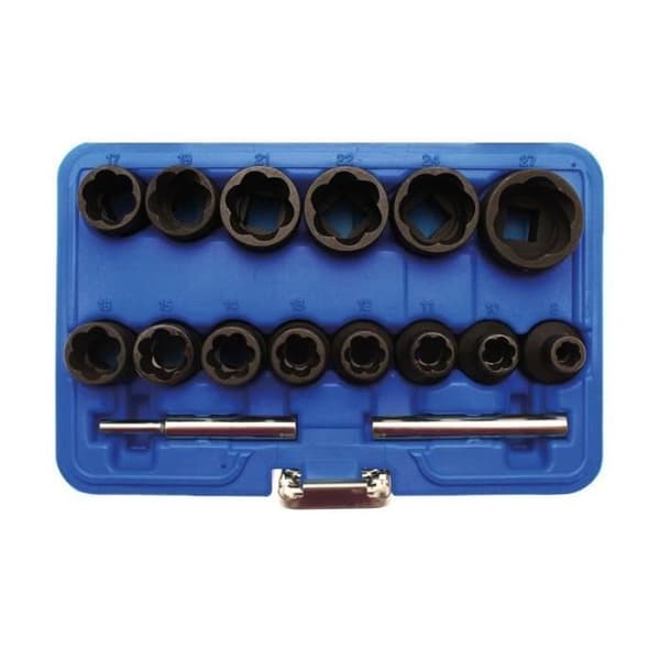 Specialhylsset / trasig skruvutdragare BGS TECHNIC - 16 delar - 8-27 mm