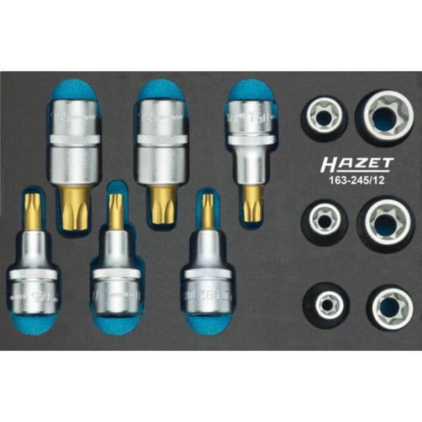Hylssats - HAZET - 163-245-12 - 12 delar - 1-2" (12,5 mm) drivning - Kvalitetsverktyg