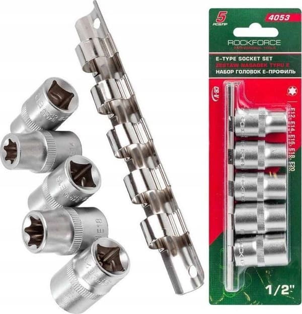 Douillor - Rockforce - RF-4053 - Sats med 1/2 profil E, 5 delar. (E12,E14,E16,E18,E20) på bandet