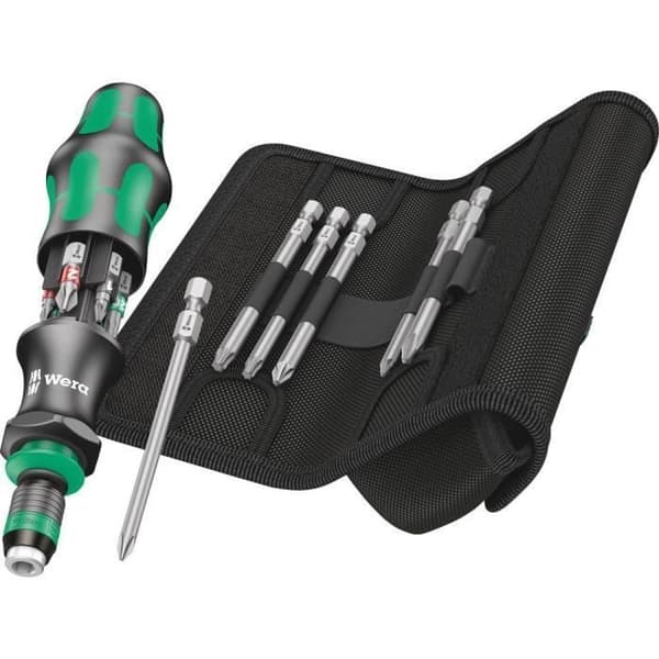 Skruvbits-set - WERA - 13 delar - 6 x 25 mm - 6 bits på 89 mm - Bitshållare inkluderad