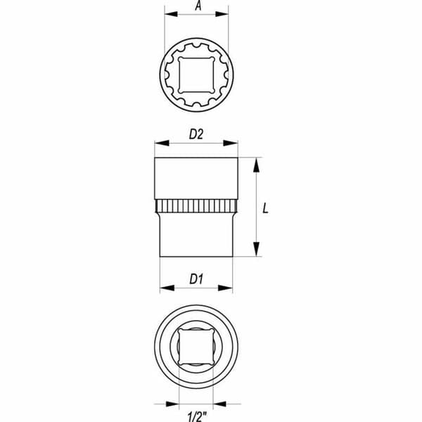 "Douilles - ändsnitt Yato - YT-1466 - Cannelerad hylsa 1/214 mm ()"