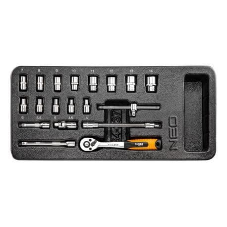 Sätt i kläcka och hylsor 1-4 NEO TOOLS 84-237 19 delar