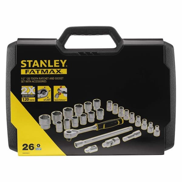 Coffert med hylsor ½'', uppsättning av 26 delar - STANLEY - FMMT82685-1 - Sexkantig - Stål