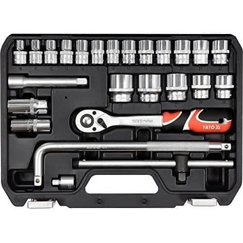 Professionell hylsnyckelsats - YATO - 38741 - 25 delar - AS-DRIVE system - Kromad vanadiumstål