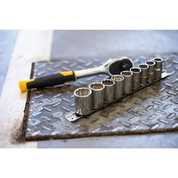 Set med 11 delar - STANLEY - 72 tand 3/8" spärr - 10 12 punkters uttag - Ergonomiskt bi-material handtag