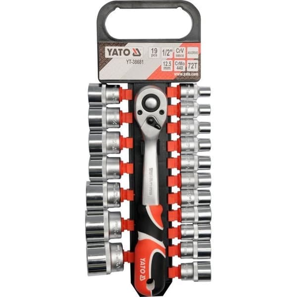 Skruvnyckelsats - YATO - YT-38681 - 19 delar - 1/2'' - Professionella verktyg