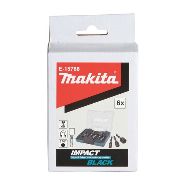 Låda med 6 st slagskaftshylsor MAKITA E-15768 SVART