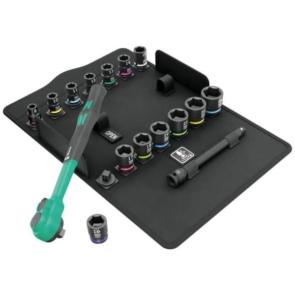 Reversibel spärrnyckel - WERA - 8100 SB 12 Zyklop Comfort - 16 delar - 3/8 - Tvåkomponents plast