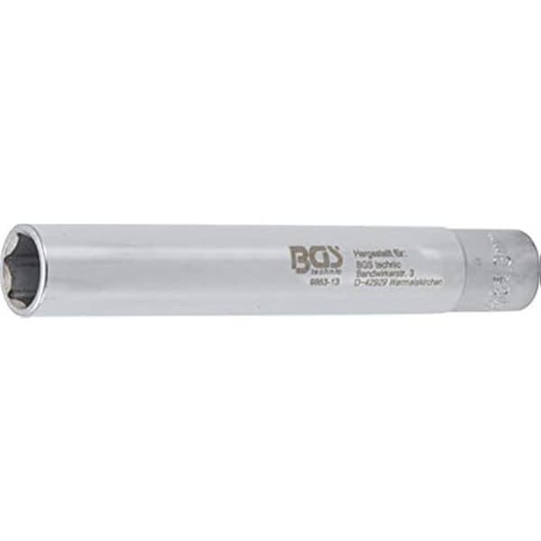 Extra lång sexkantig hylsa - BGS - 9863-13 - Krom-vanadium stål - 13 mm - 120 mm