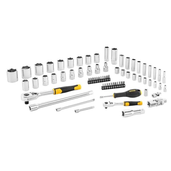 STANLEY 1/4" och 1/2" sockelset - STMT82831-1 med spärr och förlängningar - 72 delar set