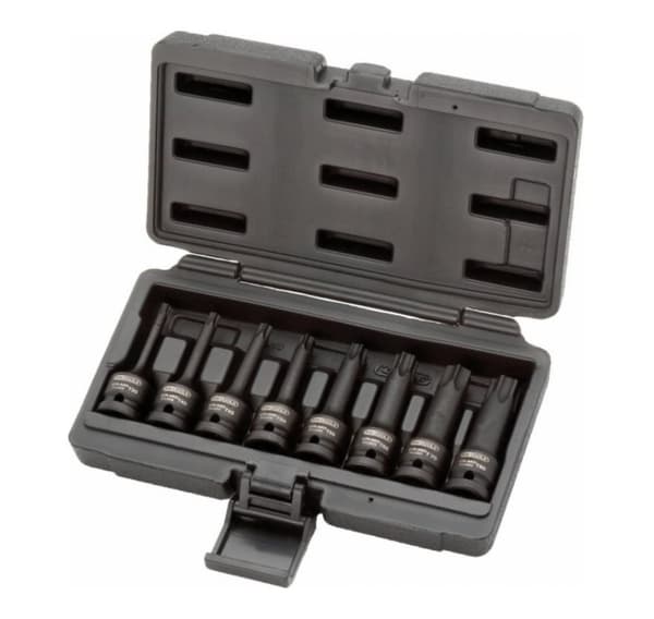 Slagfatningssæt TORX 1/2´´, T30-T80, 8-delt, langt, KS Tools