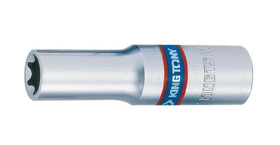 KING TONY LÅNG STJÄRNHYLSA / TORX 3/8"" E6 x 63mm KROM
