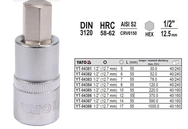 YATO INSEXNYCKEL 1/2" 8x55mm