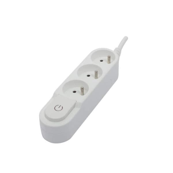 CHACON Power strip 3 uttag 16 A med strömbrytare, 1,5 m kabel HO5VV-F 3x1,5 mm² vit