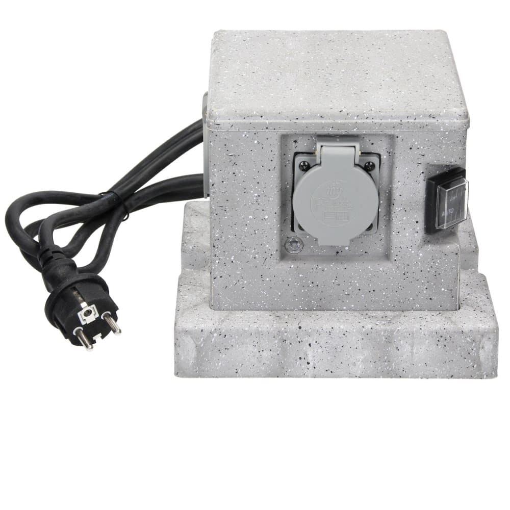 ML-Design Garden uttaget 4 gånger med skymningssensor, spik, 1,5m, ljusgrå, granit look, on / off switch, IP44 spillskydd, Außensteckdose utomhus