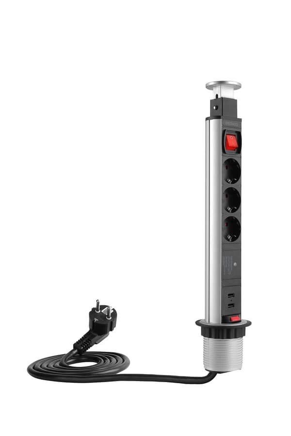 Office popup power outlet  desk/table surge protection 3x