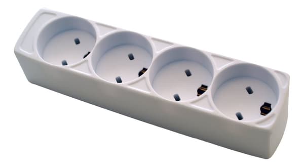 EDB socket with ground, 3 outlets, 5M, EDB Plug, white