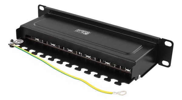 10" patch panel, 12xRJ45, Cat6a, STP, 10Gbps, metal, black
