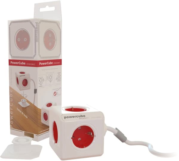 PowerCube Extended 5 Sockets, 1.5m, red