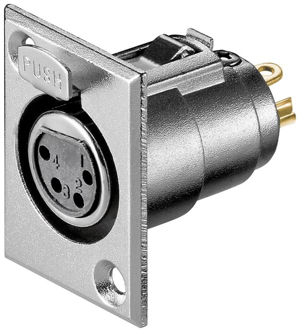 Infällt mikrofonuttag, 4 Pin Grå