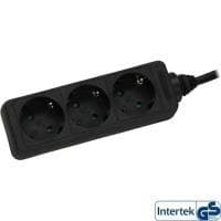 INLINE - strømskinne - Schuko 3-vejs - 230V - 3500W - 3m - sort