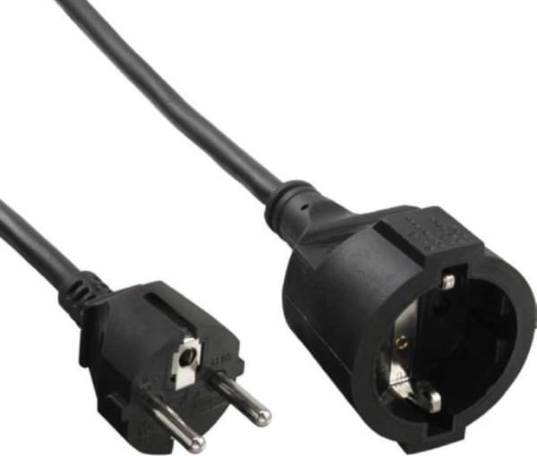 InLine Jordet strømforsyning forlængerkabel - 3x 1,5mm / sort - 5 meter