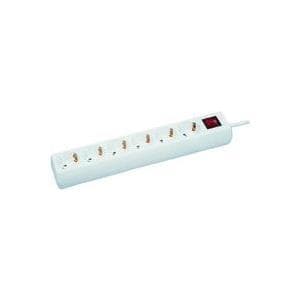 MicroConnect - förlängningssladd - ingång, ingång CEE 7/7 - utgångskontakter: 6 - 5 m - vit