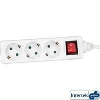 INLINE - strømskinne - Schuko 3-vejs - 230V - 3500W - 3m - hvid - med kontakt