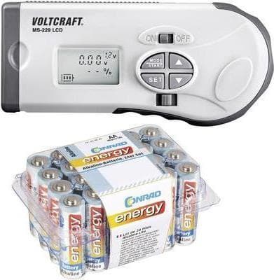 VOLTCRAFT batteritester MS-229 LCD + Conrad energi alkaline mignon batterier sæt med 24 stk.