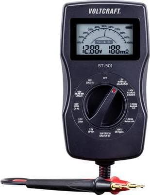 VOLTCRAFT batteritester BT-501 måleområde (batteritester) 1,2 V, 1,5 V, 3 V, 6 V, 3,7 V, 9 V, 12 V batteri, genopladeligt batteri (BT-501)