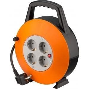 Wentronic goobay - Förlängningsrulle - AC 100-250V - Utgångskontakter: 4 - 15,0 m - Grå, Svart, Orange (71354)
