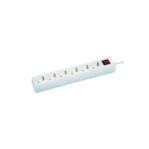 MicroConnect - strømskinne - indgang, indgang CEE 7/7 - udgangsstik: 6 - 1,8 m - hvid