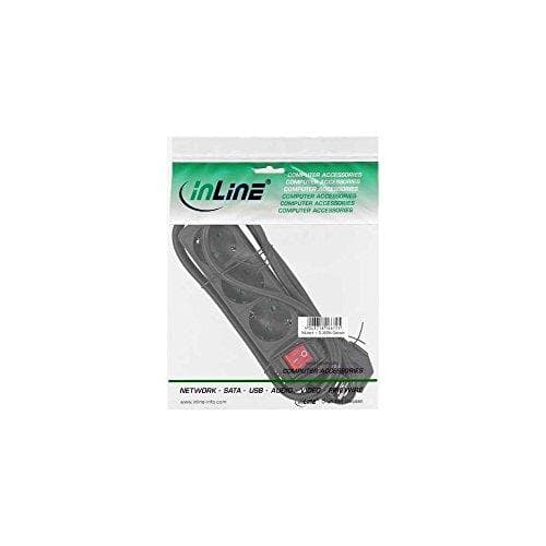 InLine® stikdåse, tredobbelt beskyttelseskontakt, med afbryder, 1,5m, sort (16431S)
