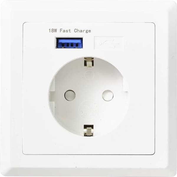 Sygonix SY-4777292 Infällt uttag Med USB Vit