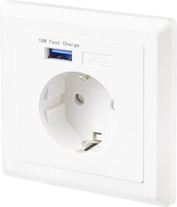 Sygonix SY-4777292 Infällt uttag Med USB Vit
