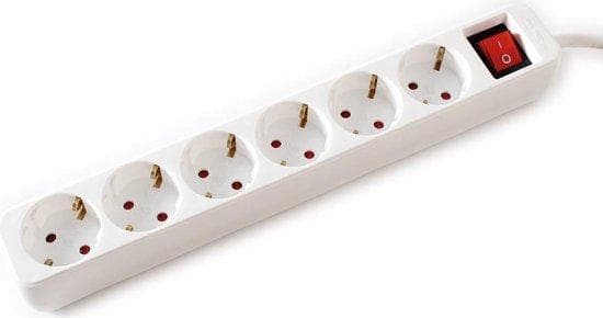 VALUE 6-vejs strømskinne med kontakt, hvid, 1,5 m (19.99.1084)