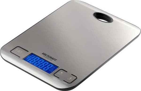 VOLTCRAFT TS-5000/1-Alu Bokstavsvåg Vägområde (max.): 5 kg Upplösning: 1 g Batteridrivet rostfritt stål