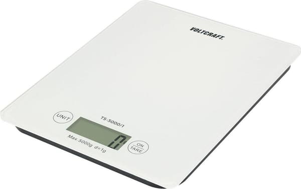 VOLTCRAFT TS-5000/1 Bokstavsvåg Vägningsområde (max.): 5 kg Upplösning: 1 g Batteridriven Vit