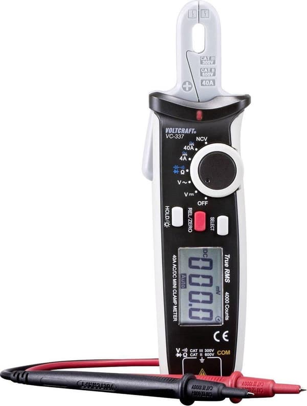 VOLTCRAFT VC-337 Clamp Meter Digital CAT III 300 V, CAT II 600 V Display (tæller): 4000