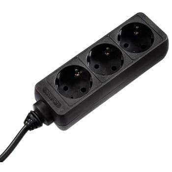 Hama Distributionspanel 3-vejs 45° - forlængerledning - AC 230 V - udgangsstik: 3 - 1,4 m - sort