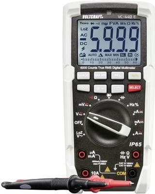 VOLTCRAFT VC-440 E digitaalinen kädessä pidettävä yleismittari Suojattu vesisuihkuilta (IP65) CAT III 1000 V, CAT IV 600 V Näyttö (määrä): 6000 (VC-44